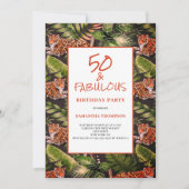 50と素晴らしいヒョウのジャングルの水色 招待状 (正面)