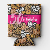 50と素晴らしいピスタイリッシュンクアニマルプリントハート 缶クーラー (正面)