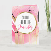 50と素晴らしいピモダンンク金ゴールドブラック誕生日 カード (正面)