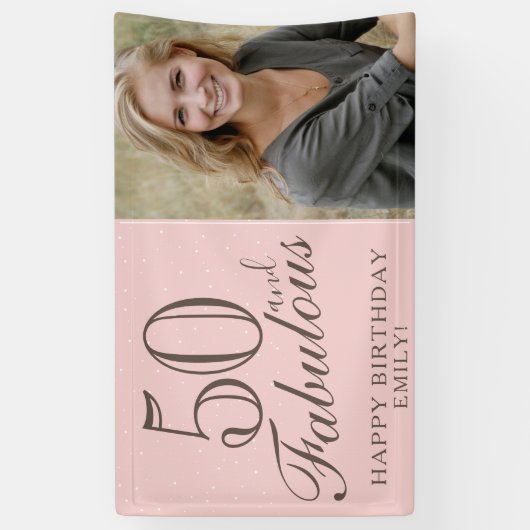 50と素晴らしいピモダンンク50th誕生日写真 横断幕 (縦)