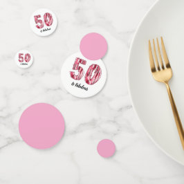 50と素晴らしいピンクとヒョウのブラシストローク コンフェッティ