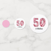 50と素晴らしいピンクとヒョウのブラシストローク コンフェッティ (正面)