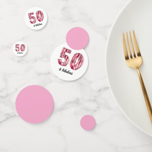 50と素晴らしいピンクとヒョウのブラシストローク コンフェッティ (グループ)