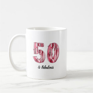 50と素晴らしいピンクとヒョウのブラシストローク コーヒーマグカップ