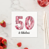 50と素晴らしいピンクとヒョウのブラシストローク スタンダードカクテルナプキン (インサイチュ)