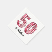 50と素晴らしいピンクとヒョウのブラシストローク スタンダードカクテルナプキン (角)