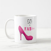50と素晴らしいピンクとブラック50誕生日 コーヒーマグカップ (左)