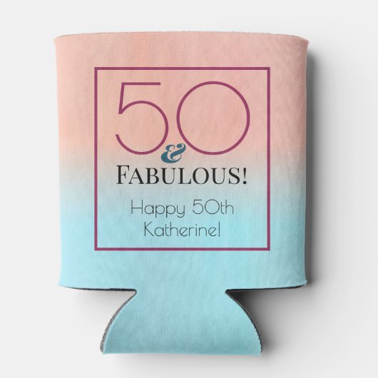 50と素晴らしいピンクとブルーの誕生日パーティー 缶クーラー (裏面)