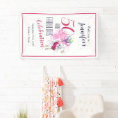 50と素晴らしいピンクと白の犬 横断幕 (インサイチュ)