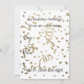 50と素晴らしいピンクと金ゴールド紙吹雪誕生日 招待状 (裏面)