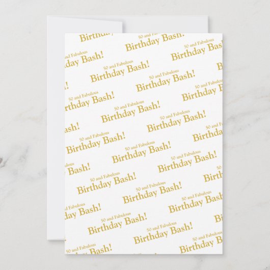 50と素晴らしいピンクと金ゴールド誕生日招待状! 招待状 (裏面)