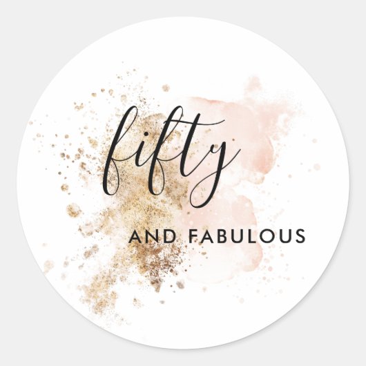 50と素晴らしいピンクと金ゴールド ラウンドシール (正面)