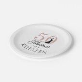 50と素晴らしいピンクのグリッター名前をカスタムする ペーパープレート (アングル)