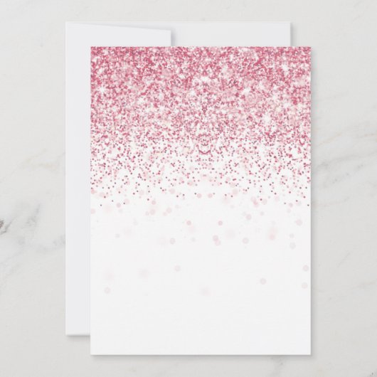50と素晴らしいピンクのグリッター紙吹雪誕生日 招待状 (裏面)