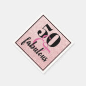 50と素晴らしいピンクのグリッター誕生日パーティー スタンダードカクテルナプキン (角)