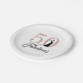 50と素晴らしいピンクのグリッター誕生日パーティー ペーパープレート (アングル)