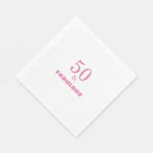 50と素晴らしいピンクのスタイリッシュ誕生日パクールーティー スタンダードランチョンナプキン