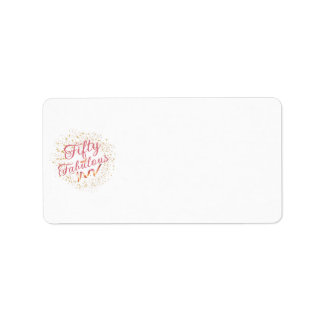 50と素晴らしいピンクのタイポグラフィ、金ゴールドの輝き ラベル