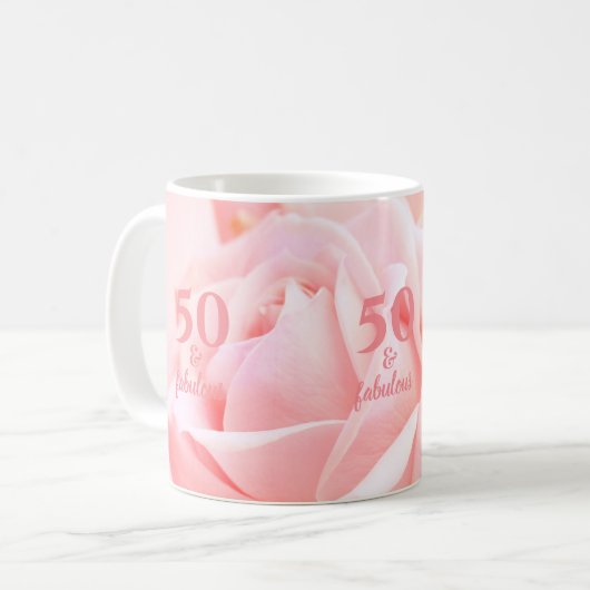 50と素晴らしいピンクのバラの写真 |コーヒーマグ コーヒーマグカップ (正面左)