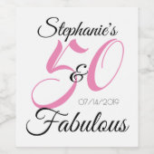 50と素晴らしいピンクのパーソナライズされた誕生日パーティー ワインラベル (シングルラベル)
