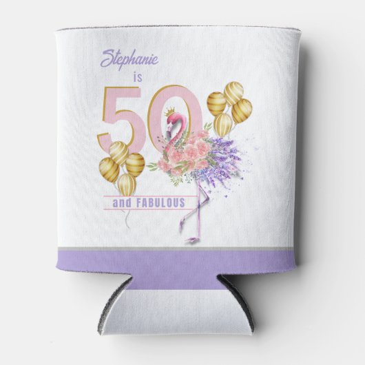 50と素晴らしいピンクのフローラフラミンゴクーラーボックス 缶クーラー (正面)