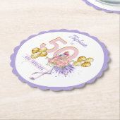 50と素晴らしいピンクのフローラフラミンゴ紙コースター ペーパーコースター (アングル)