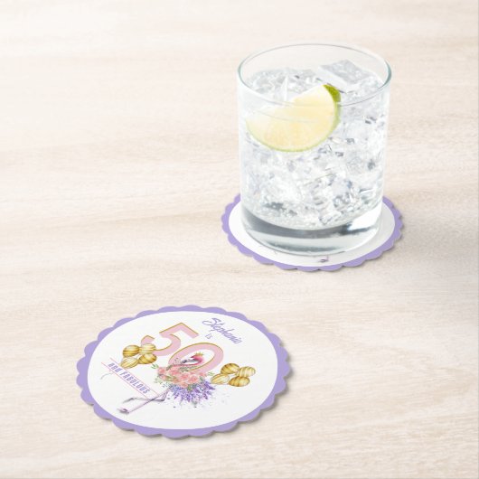 50と素晴らしいピンクのフローラフラミンゴ紙コースター ペーパーコースター (インサイチュ)