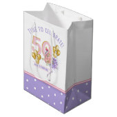 50と素晴らしいピンクのフローラフラミンゴ ミディアムペーパーバッグ (正面アングル)