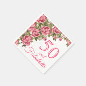 50と素晴らしいピンクのフローラ |第50回バースデーパーティー スタンダードカクテルナプキン (角)