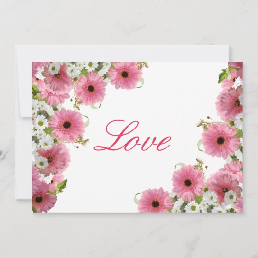 50と素晴らしいピンクのフローラ | 50thフォト誕生日 招待状 (裏面)