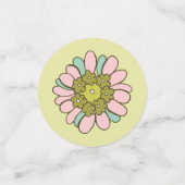 50と素晴らしいピンクのレトロフローラテーブル紙吹雪 コンフェッティ (スモール正面)