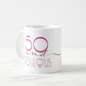 50と素晴らしいピンクのレトロヴィンテージタイポグラフィ コーヒーマグカップ (正面左)