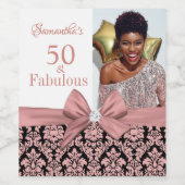 50と素晴らしいピンクの白い誕生日パーティーワインラボ ワインラベル (シングルラベル)