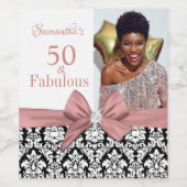 50と素晴らしいピンクの白い誕生日パーティー ワインラベル (シングルラベル)