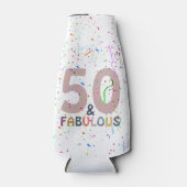 50と素晴らしいピンクの紙吹雪誕生祝い ボトルクーラー (正面)