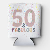 50と素晴らしいピンクの紙吹雪誕生祝い 缶クーラー (正面)