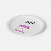 50と素晴らしいピンクの蘭の花の写真と文字 ペーパープレート (アングル)