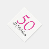 50と素晴らしいピンクの誕生日ナプキン スタンダードカクテルナプキン (角)