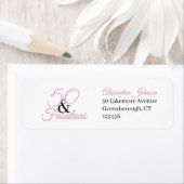 50と素晴らしいピンクの誕生日パーティー差出人住所 ラベル (インサイチュ)