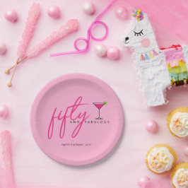 50と素晴らしいピンクの誕生日パーティー ペーパープレート
