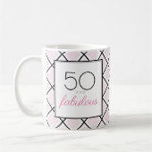 50と素晴らしいピンクの誕生日 コーヒーマグカップ (左)