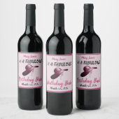 50と素晴らしいピンクの誕生日Bash ワインラベル (ボトル)