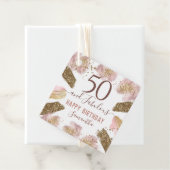 50と素晴らしいピンクの金ゴールドグリッター絵を描メッセージカード フェイバータグ (インサイチュ)