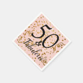 50と素晴らしいピンクの金ゴールド紙吹雪誕生日パーティー スタンダードカクテルナプキン (角)