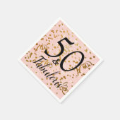 50と素晴らしいピンクの金ゴールド紙吹雪誕生日パーティー スタンダードカクテルナプキン (角)