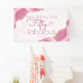 50と素晴らしいピンクの金ゴールド50th誕生日バナー 横断幕 (インサイチュ)