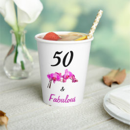 50と素晴らしいピンクの黒いフローラ写真 紙コップ