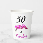 50と素晴らしいピンクの黒いフローラ写真 紙コップ (裏面)