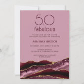 50と素晴らしいピンクアゲート50誕生日 招待状 (正面)