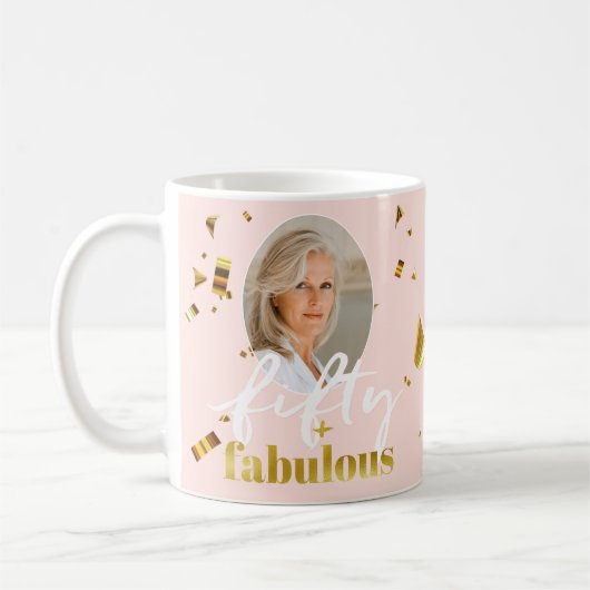 50と素晴らしいピンクグラム50誕生日 コーヒーマグカップ (左)